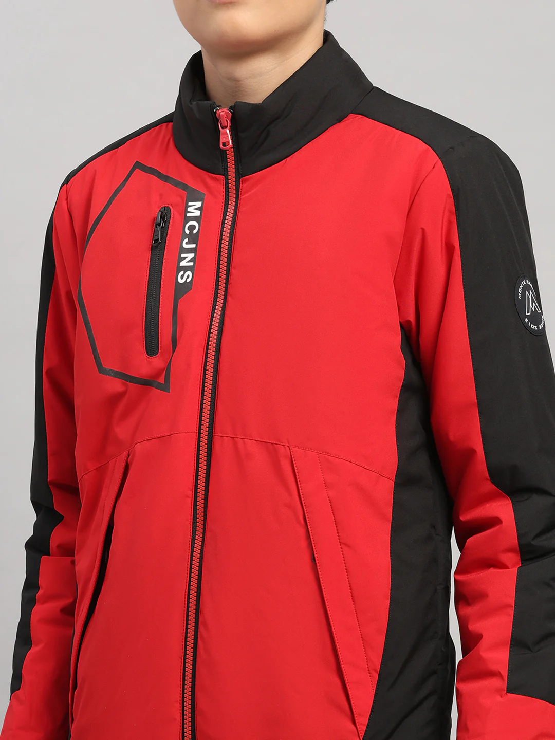 Boys Red Printed Collar Full Sleeve Jacket - Image 6