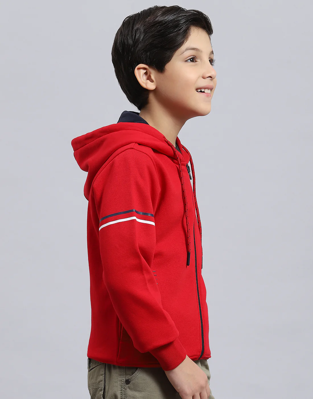 Boys Red Printed Hooded Full Sleeve Sweatshirt - Image 6