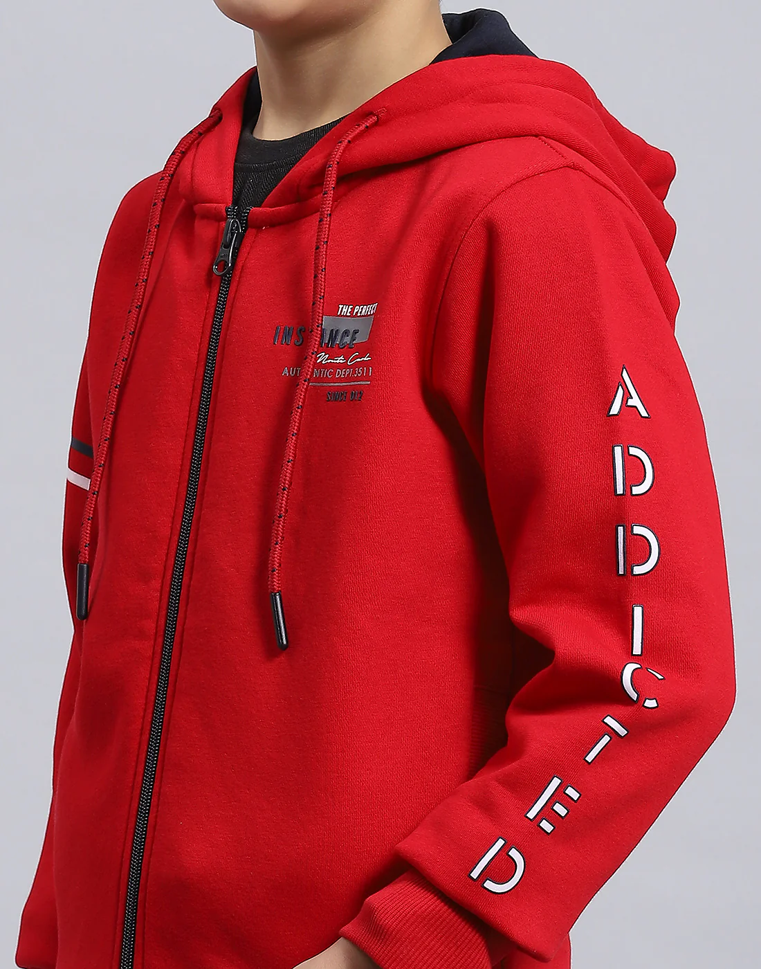 Boys Red Printed Hooded Full Sleeve Sweatshirt - Image 8