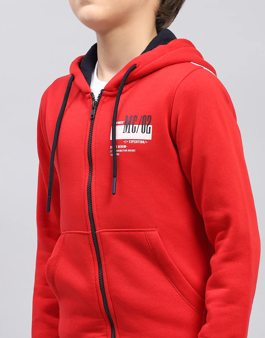 Boys Red Printed Hooded Full Sleeve Sweatshirt - Image 6
