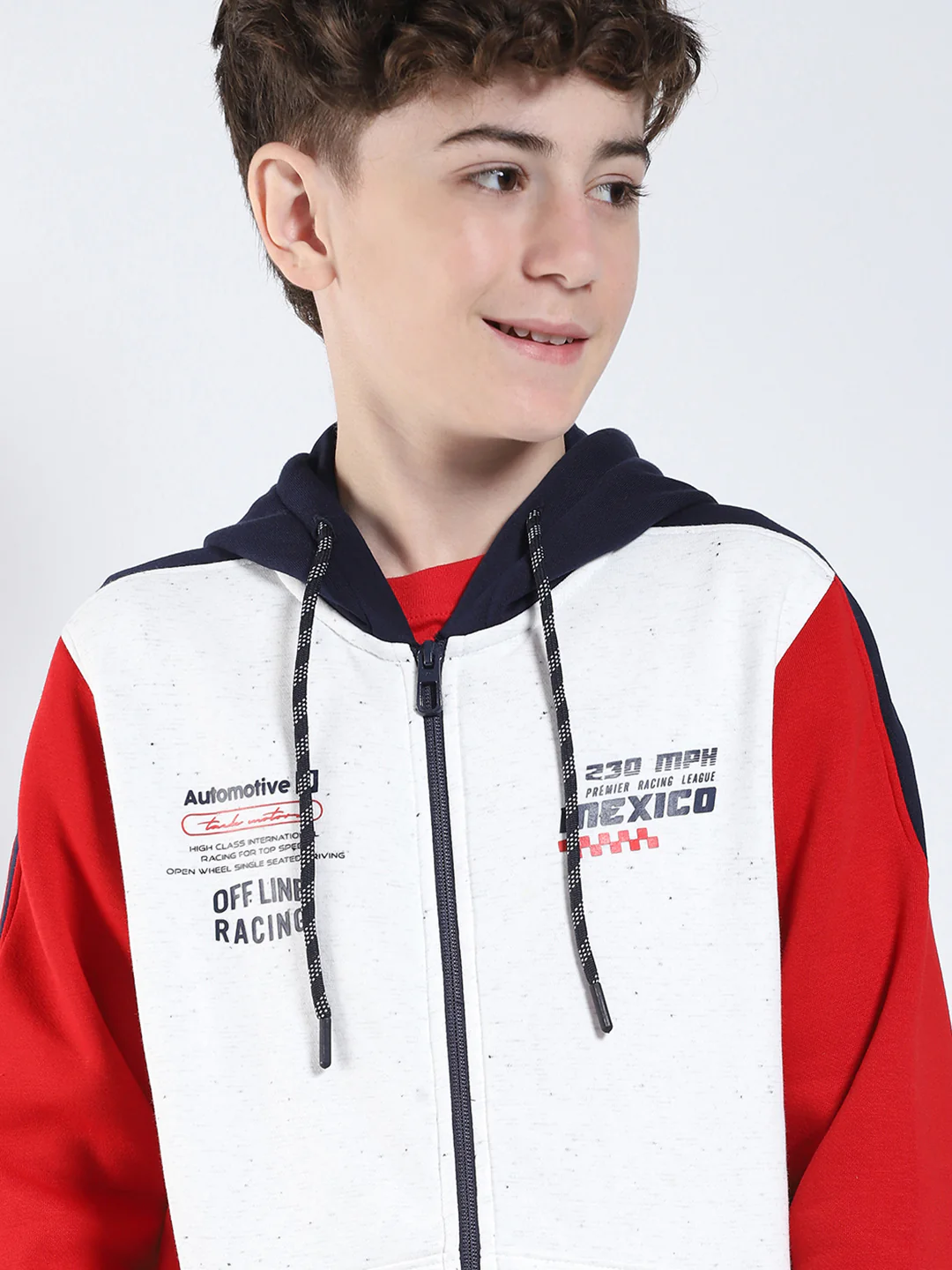 Boys Red Printed Hooded Full Sleeve Sweatshirt - Image 6