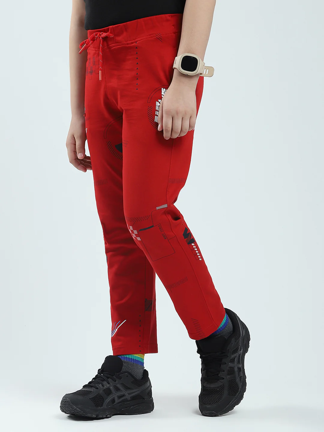 Boys Red Printed Regular Fit Lower - Image 3