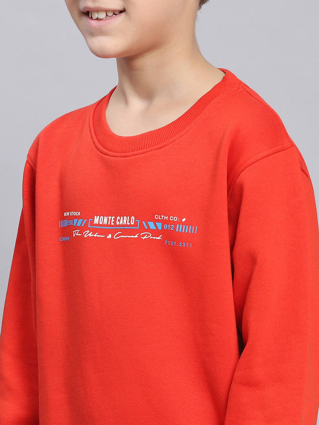 Boys Red Printed Round Neck Full Sleeve Sweatshirt - Image 6