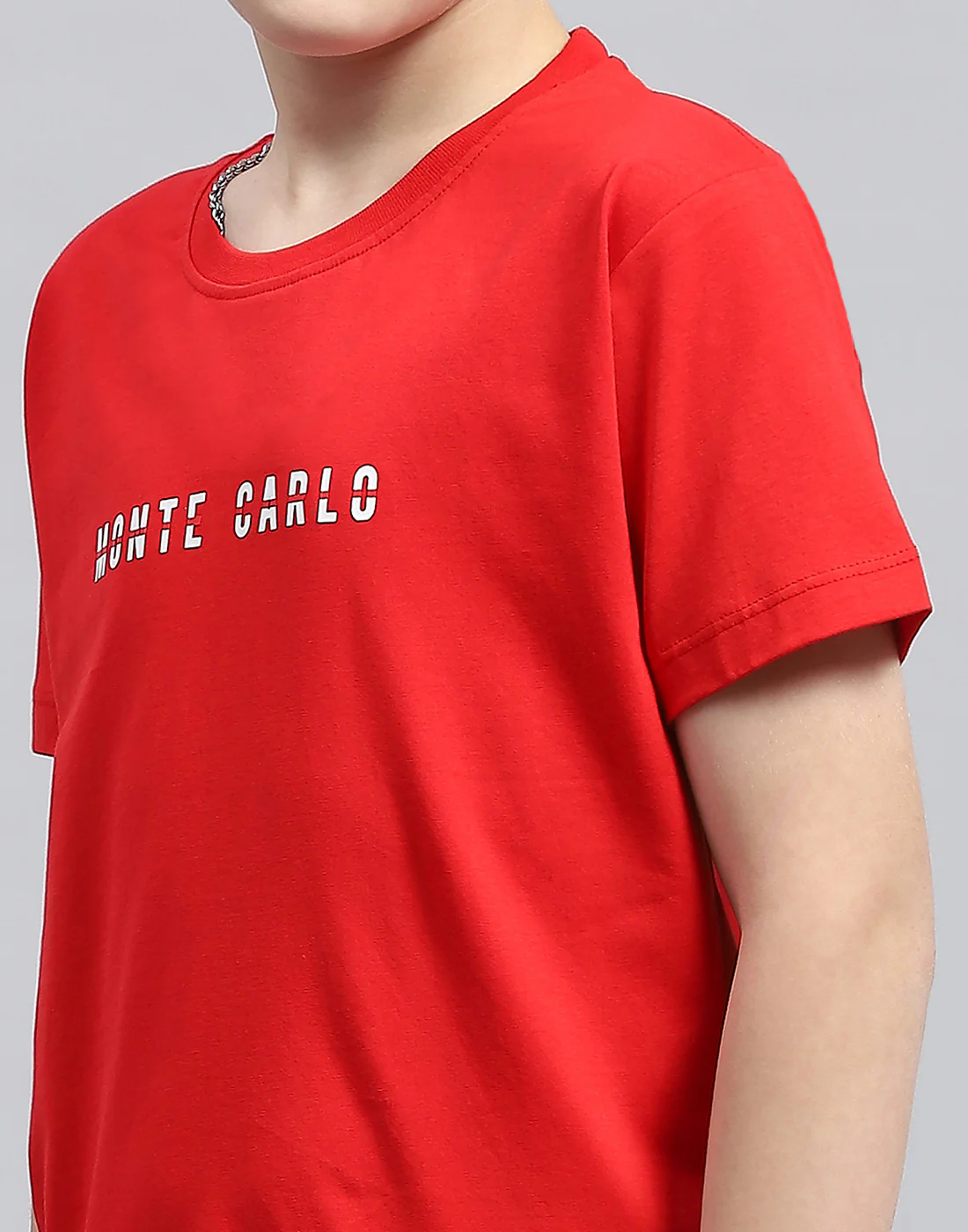 Boys Red Printed Round Neck Half Sleeve T-Shirt - Image 6