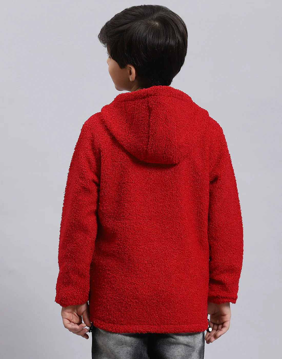 Boys Red Solid Hooded Full Sleeve Boys Jacket - Image 6