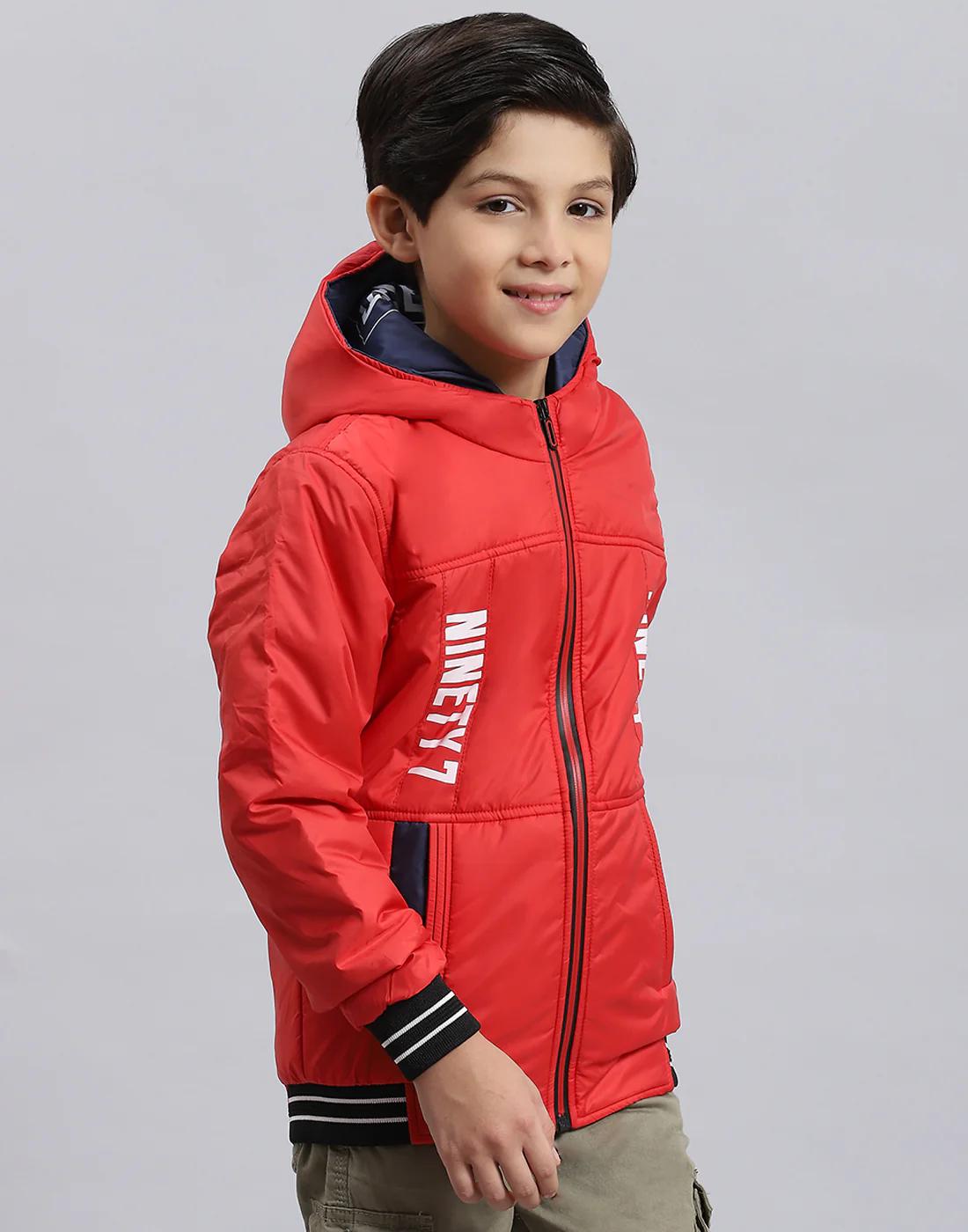 Boys Red Solid Hooded Full Sleeve Boys Jacket - Image 4