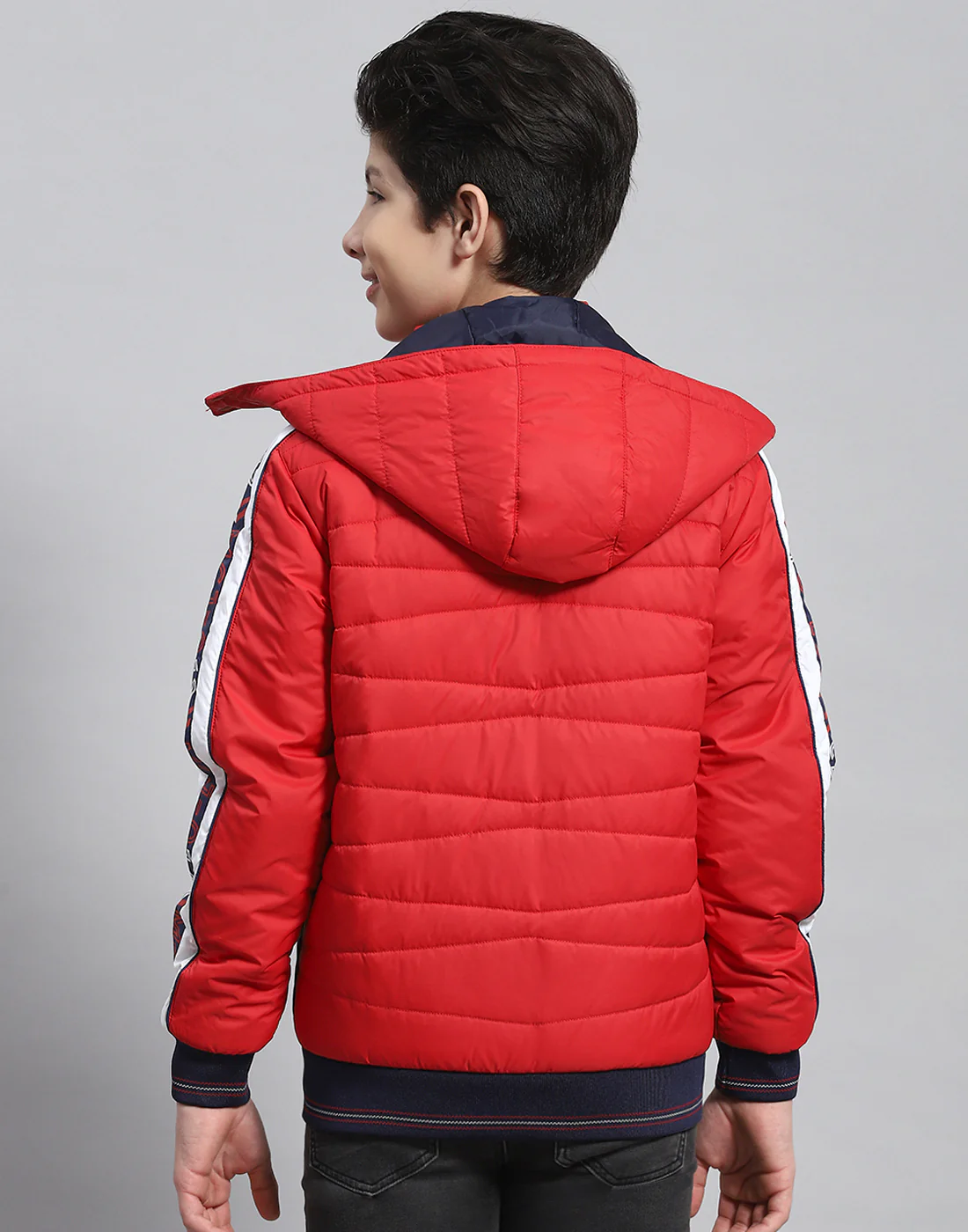 Boys Red Solid Hooded Full Sleeve Boys Jacket - Image 5