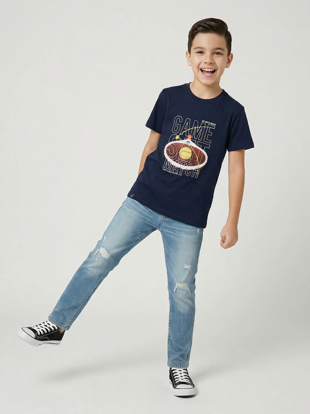 Boys Red, White & Navy Blue Printed Round Neck Half Sleeve T-Shirt (Pack of 3) - Image 5