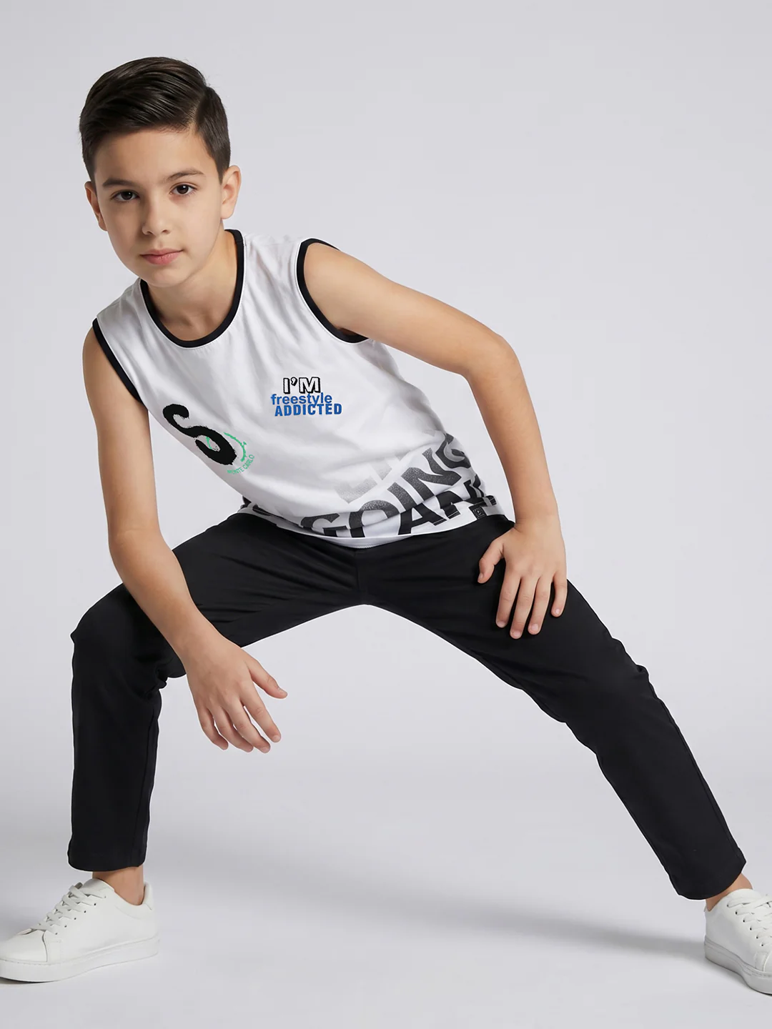 Boys Red & White Printed Round Neck Sleeveless T-Shirt (Pack of 2) - Image 9