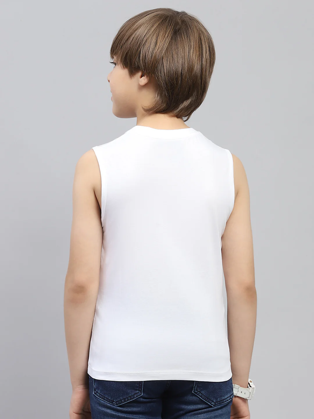 Boys Red & White Printed Round Neck Sleeveless T-Shirt (Pack of 2) - Image 10