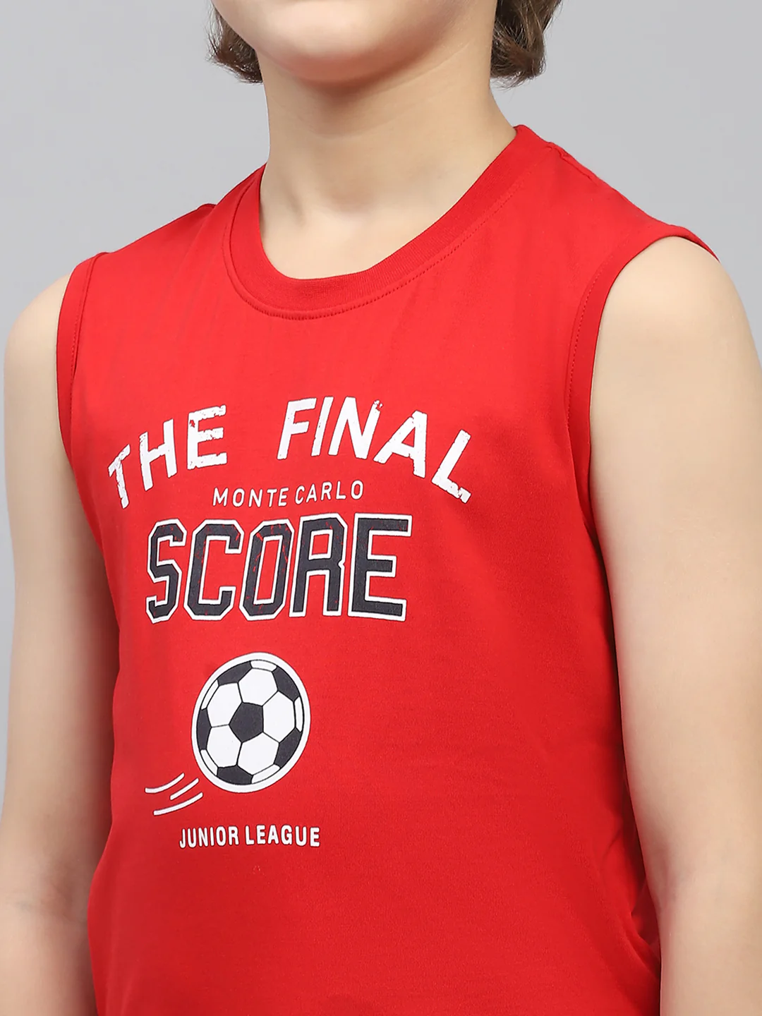Boys Red & White Printed Round Neck Sleeveless T-Shirt (Pack of 2) - Image 11