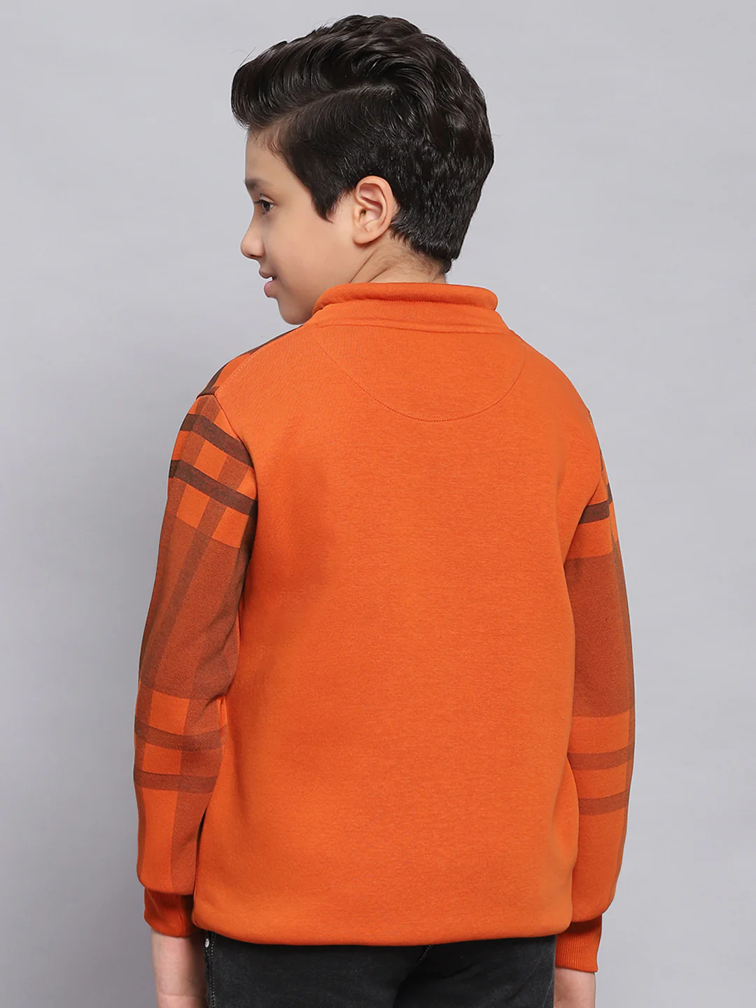 Boys Rust Check F Neck Full Sleeve Sweatshirt - Image 5