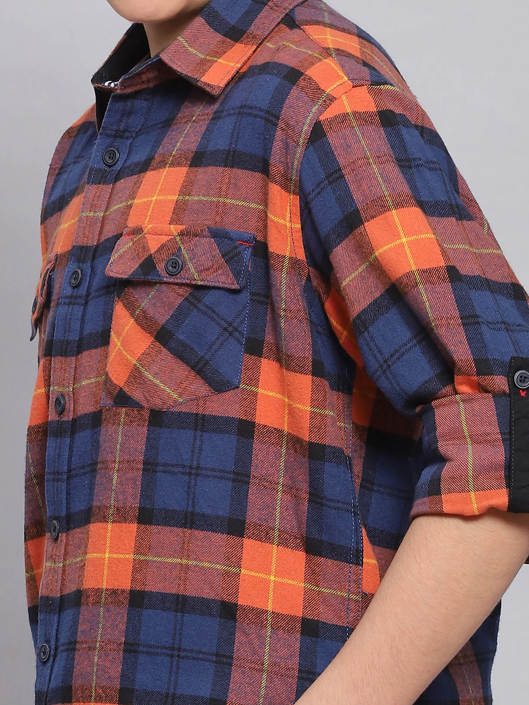 Boys Rust Check Spread Collar Full Sleeve Shirts - Image 6