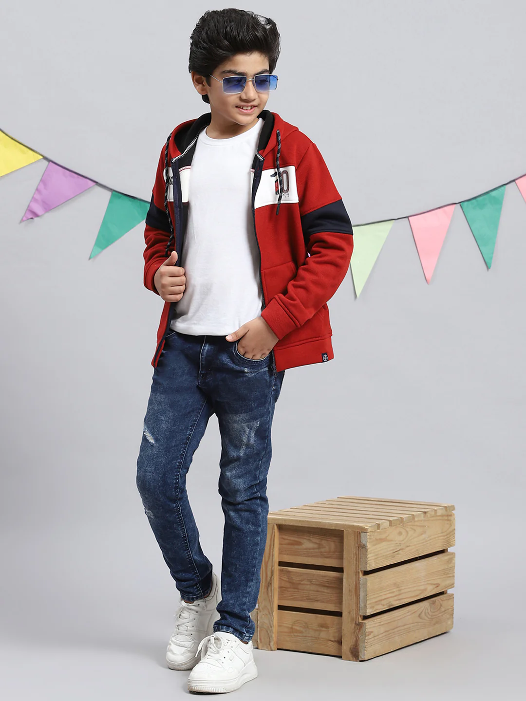 Boys Rust Orange Printed Sweatshirt - Image 5