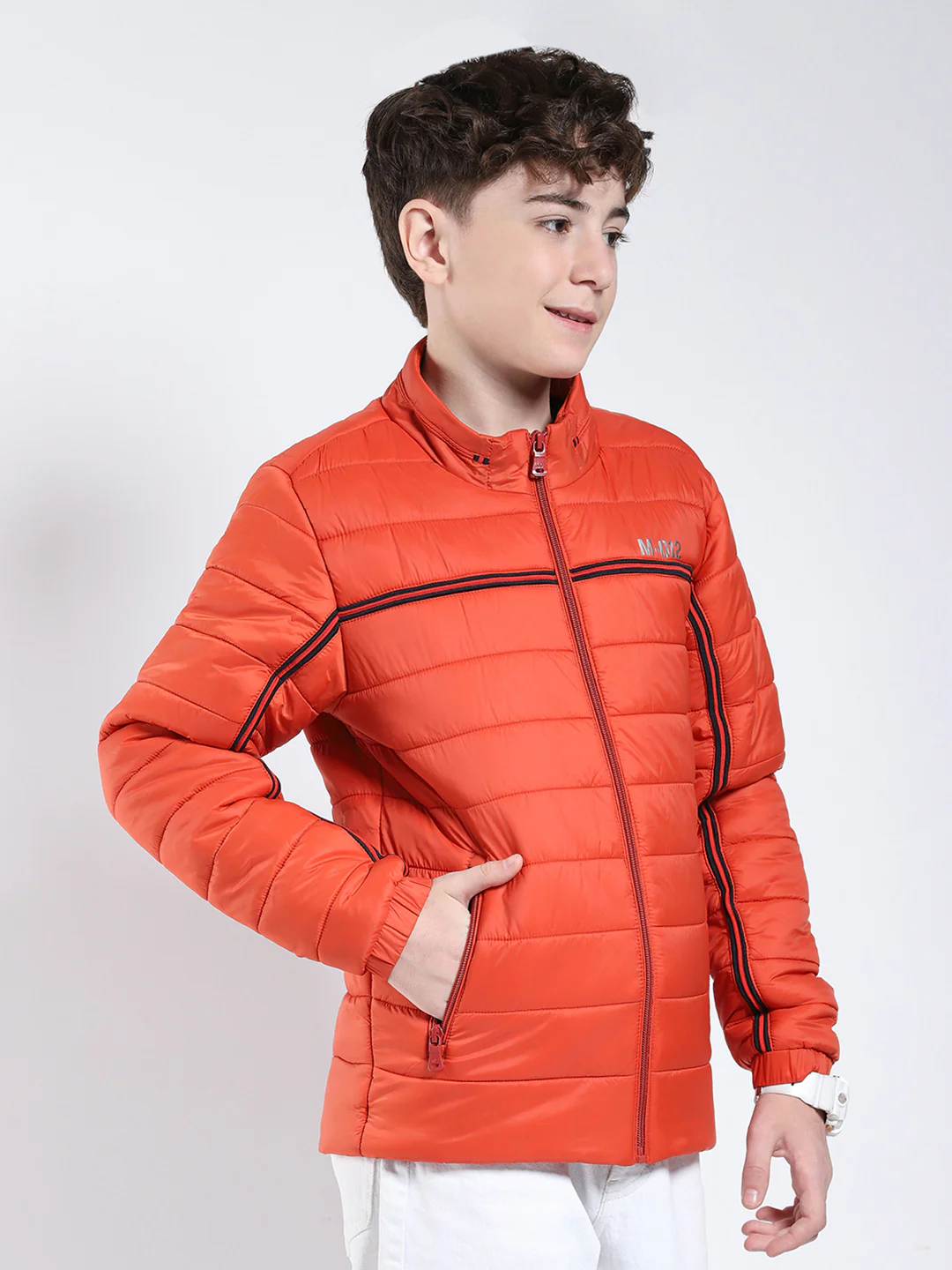 Boys Rust Printed Collar Full Sleeve Boys Jacket - Image 4