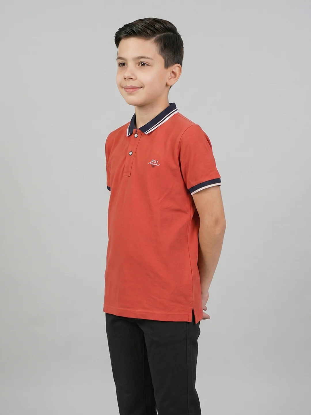 Boys Rust Printed Collar Half Sleeve T-Shirt - Image 3
