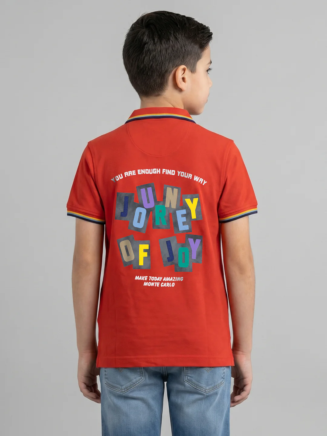 Boys Rust Printed Collar Half Sleeve T-Shirt - Image 4