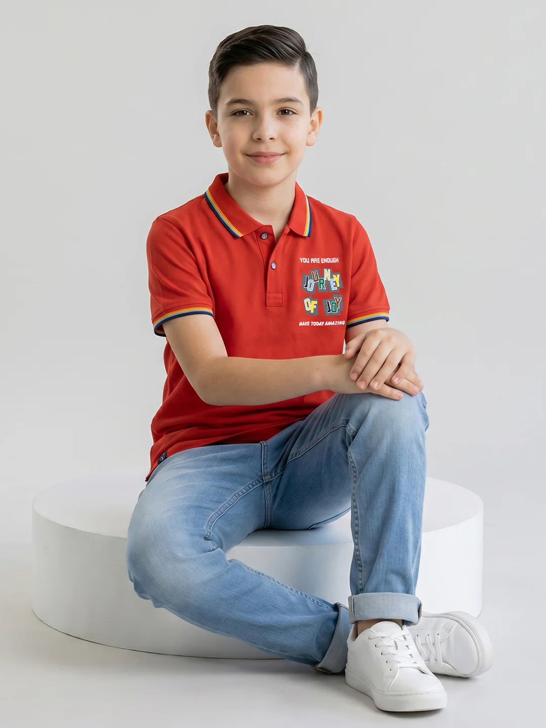 Boys Rust Printed Collar Half Sleeve T-Shirt - Image 5