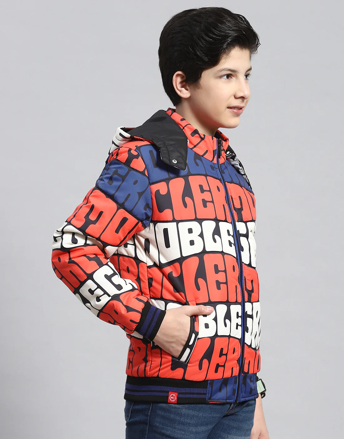 Boys Rust Printed Hooded Full Sleeve Boys Jacket - Image 4