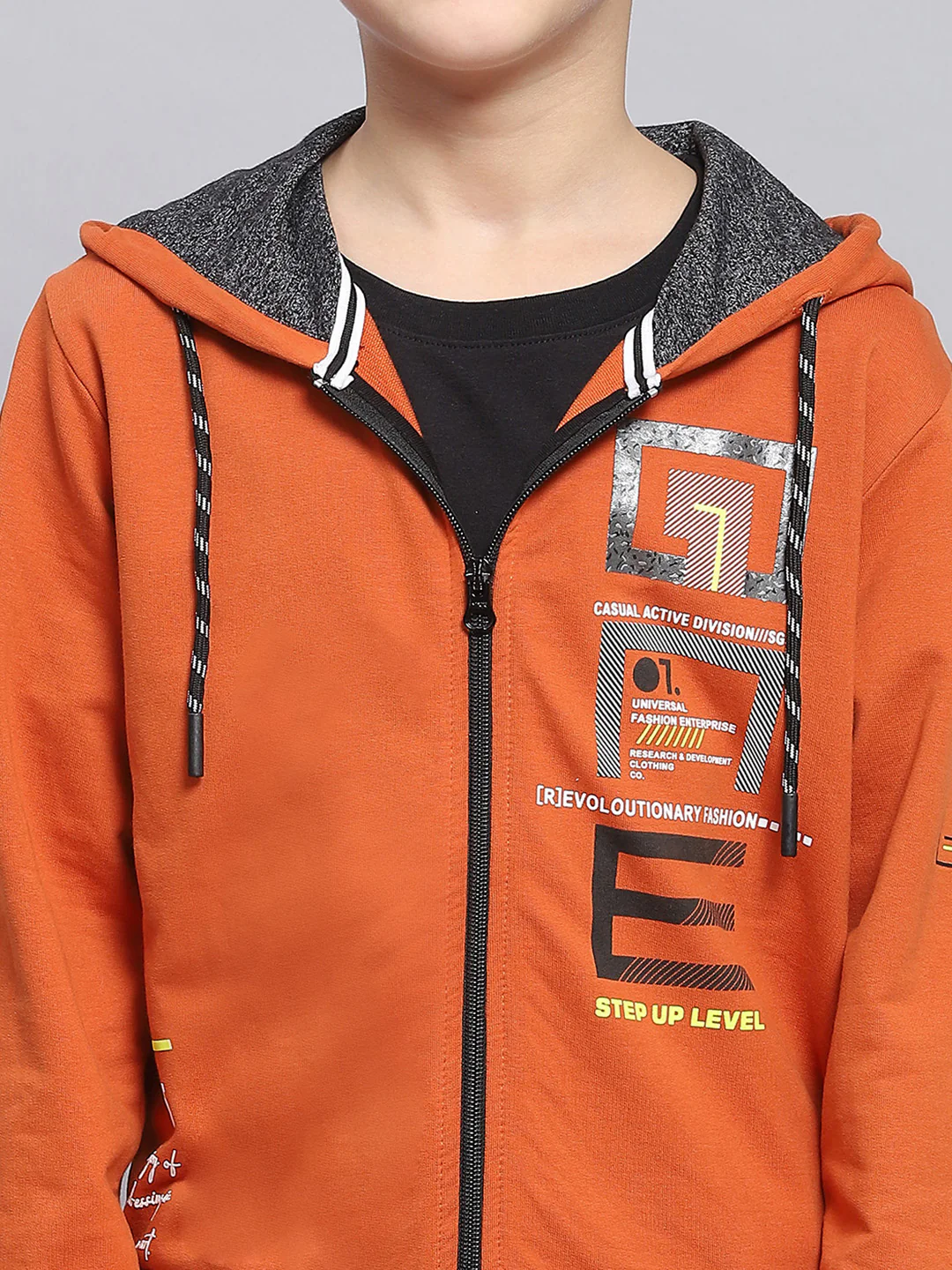 Boys Rust Printed Hooded Full Sleeve Sweatshirt - Image 6