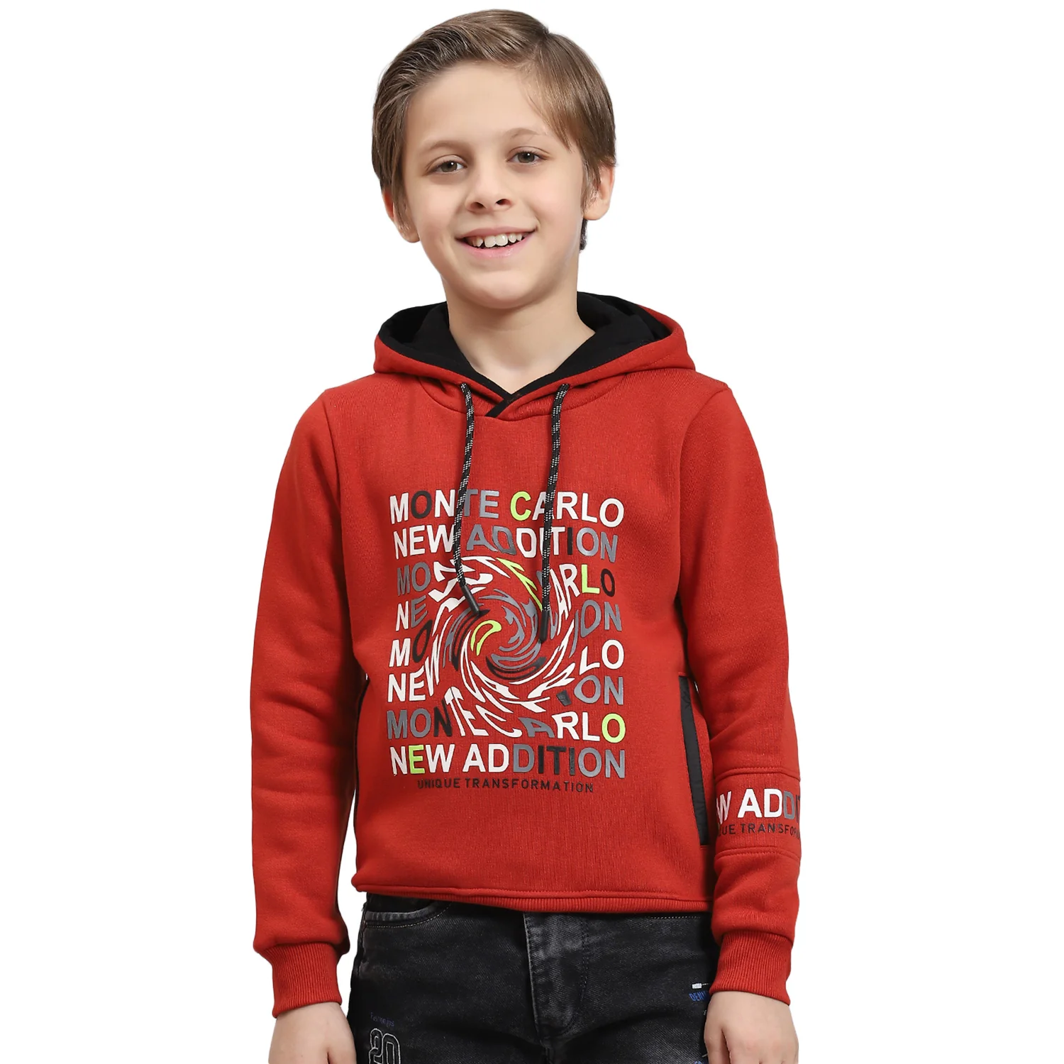 Boys Rust Printed Hooded Full Sleeve Sweatshirt - Image 5