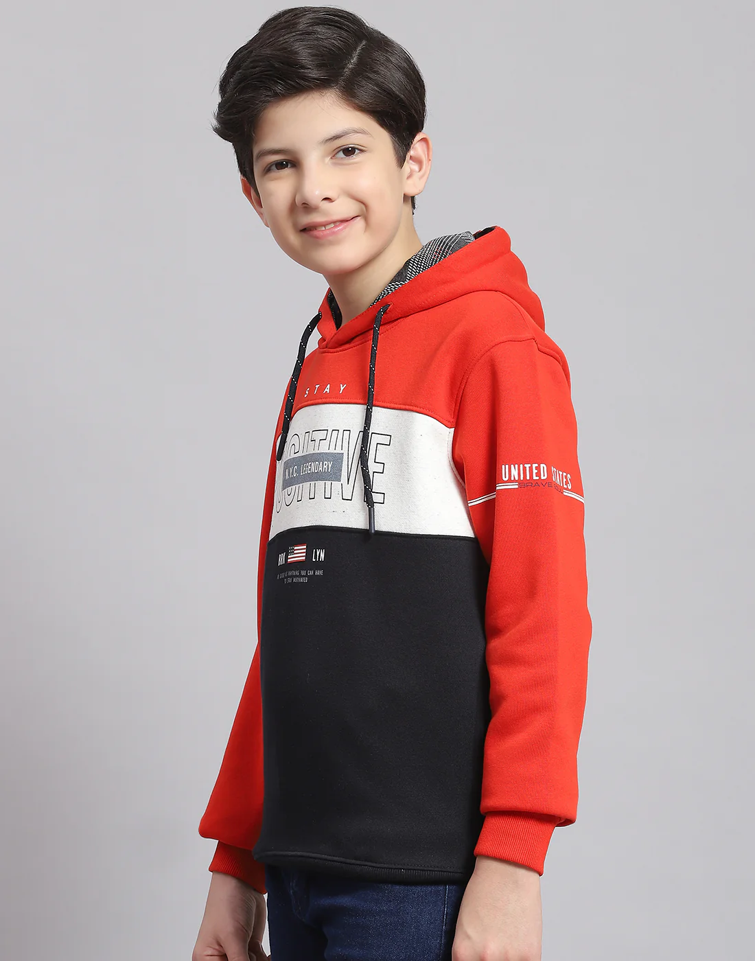 Boys Rust Printed Hooded Full Sleeve Sweatshirt - Image 3