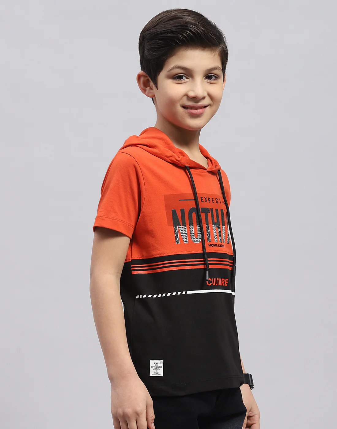Boys Rust Printed Hooded Half Sleeve T-Shirt - Image 4
