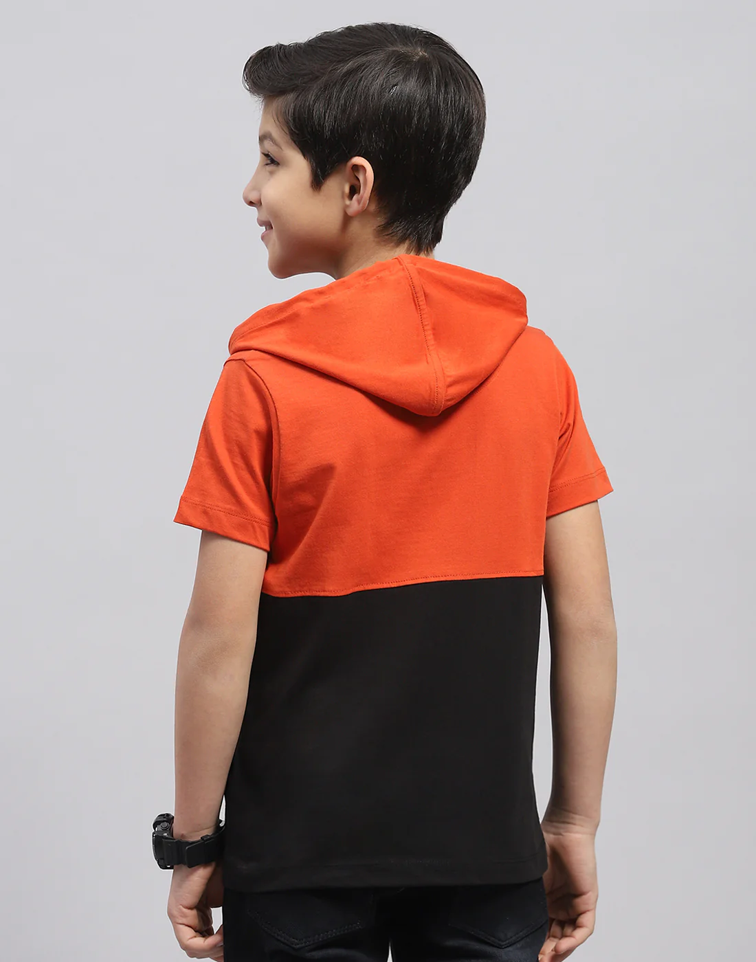 Boys Rust Printed Hooded Half Sleeve T-Shirt - Image 5
