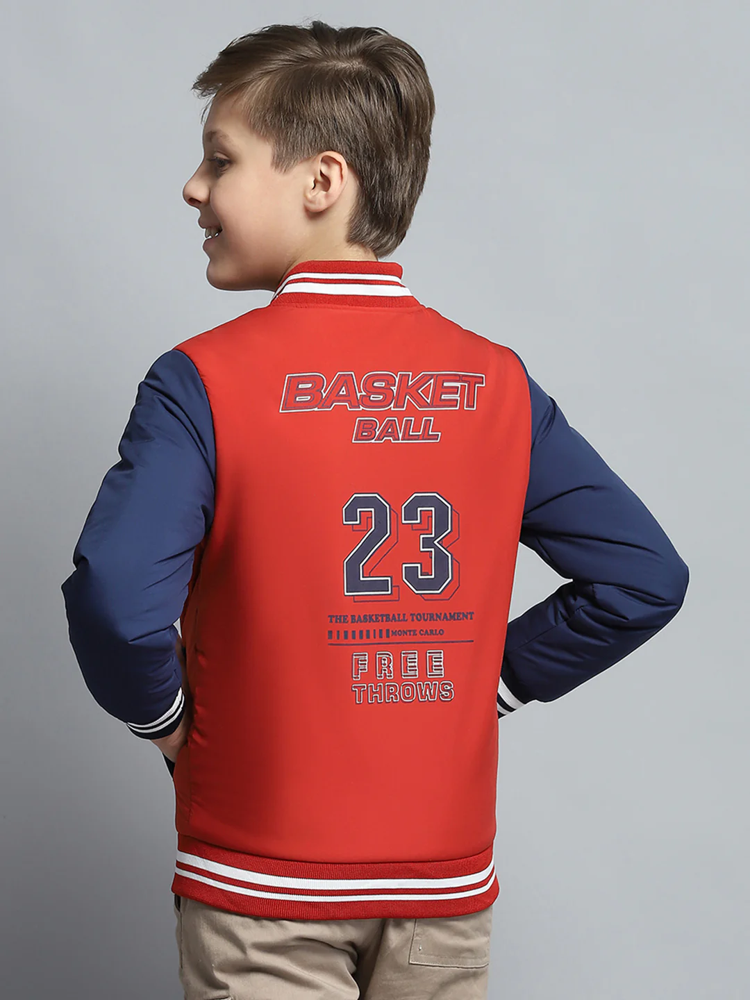 Boys Rust Printed Mock Neck Full Sleeve Jacket - Image 5