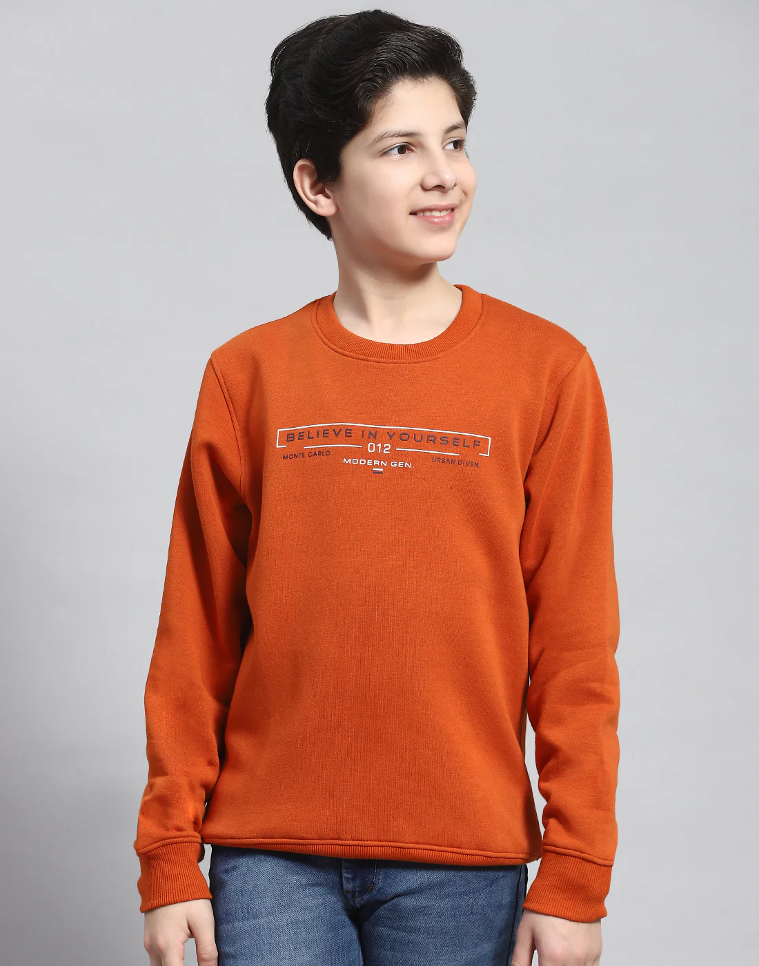 Boys Rust Printed Round Neck Full Sleeve Sweatshirt - Image 2