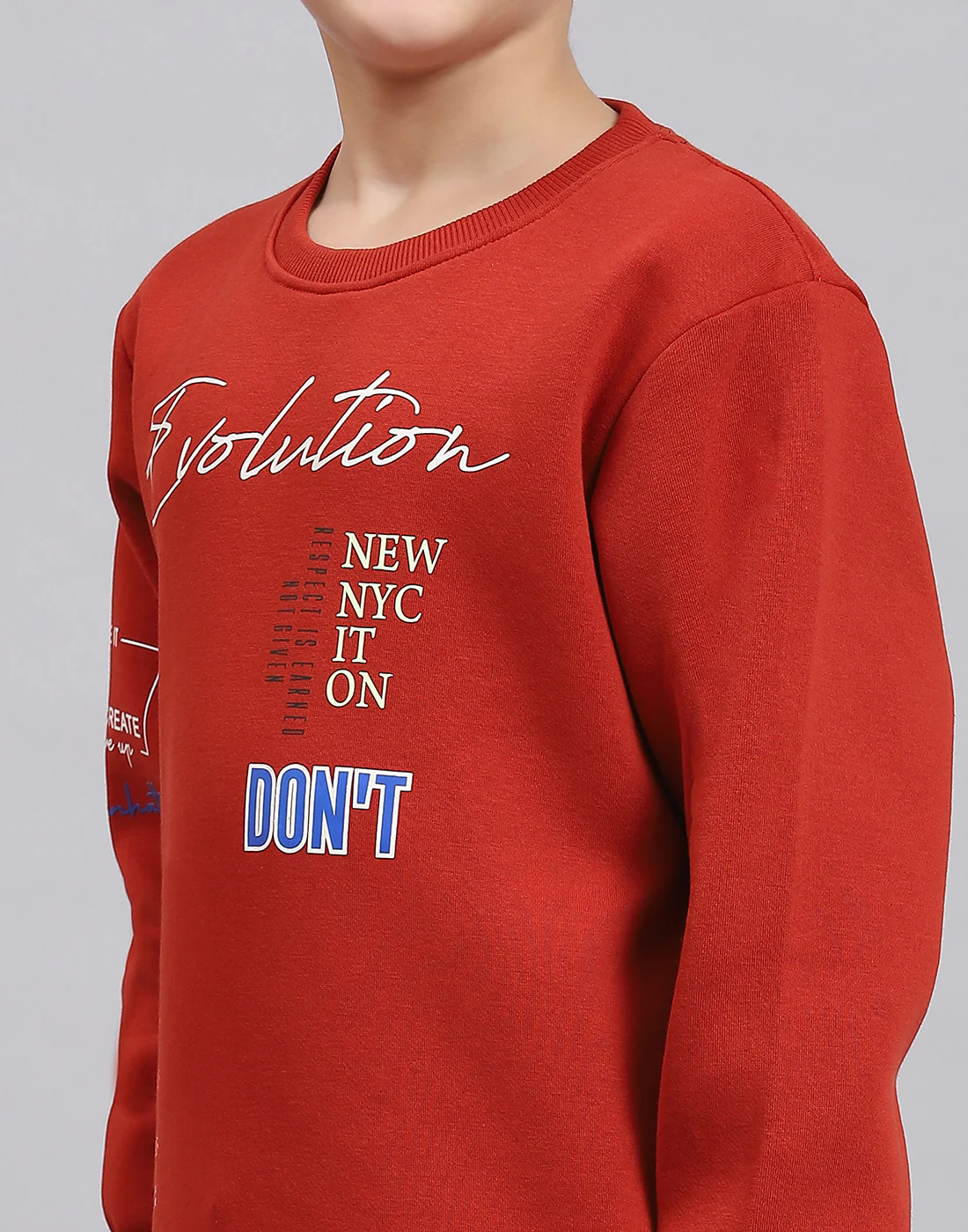 Boys Rust Printed Round Neck Full Sleeve Sweatshirt - Image 7
