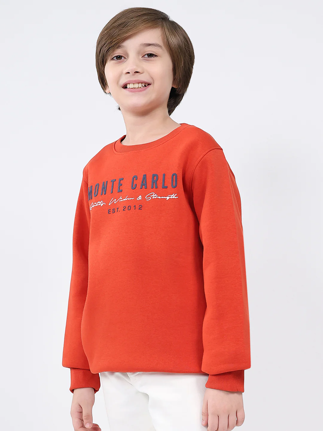 Boys Rust Printed Round Neck Full Sleeve Sweatshirt - Image 3