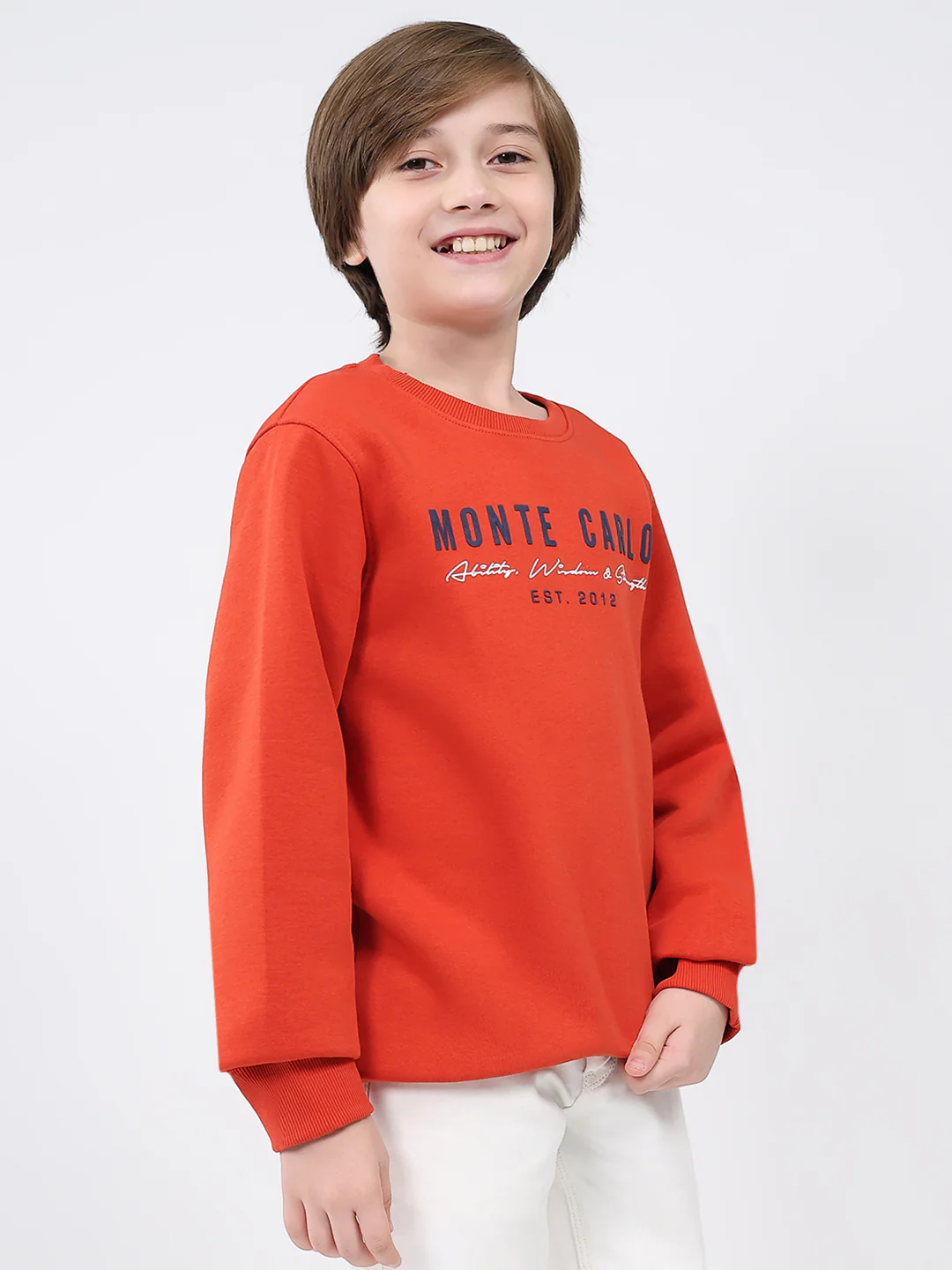 Boys Rust Printed Round Neck Full Sleeve Sweatshirt - Image 4