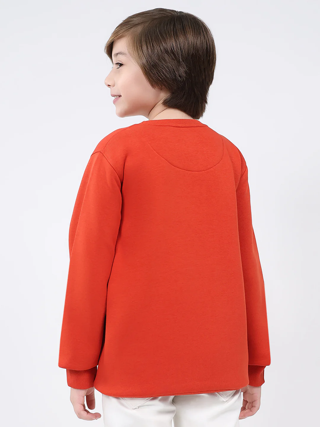 Boys Rust Printed Round Neck Full Sleeve Sweatshirt - Image 5