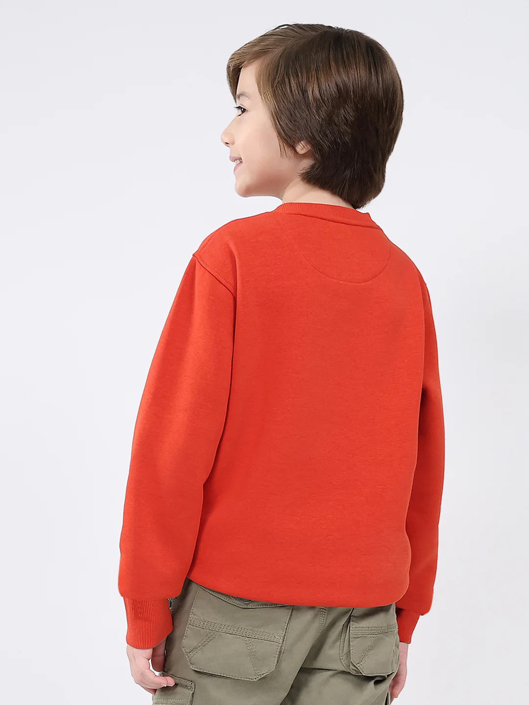 Boys Rust Printed Round Neck Full Sleeve Sweatshirt - Image 5