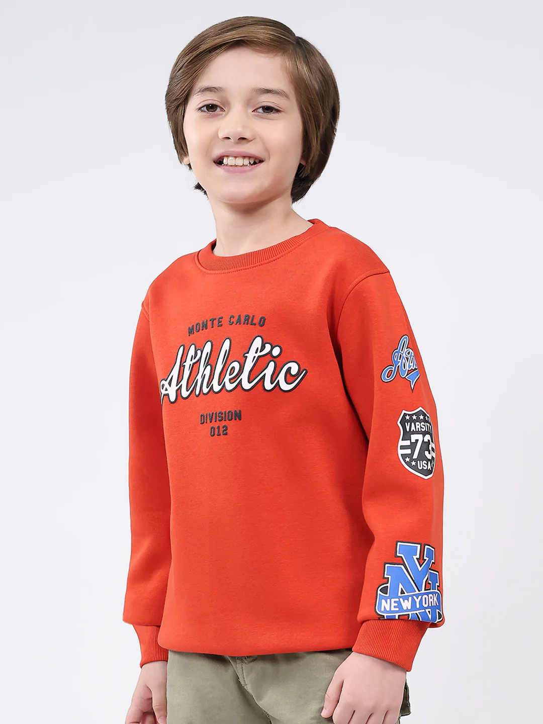 Boys Rust Printed Round Neck Full Sleeve Sweatshirt - Image 3