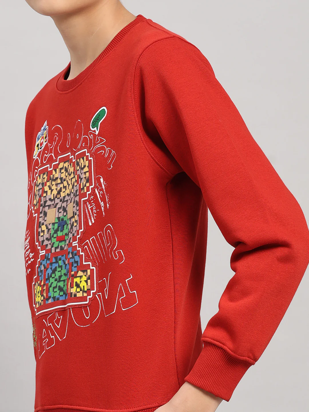 Boys Rust Printed Round Neck Full Sleeve Sweatshirt - Image 6