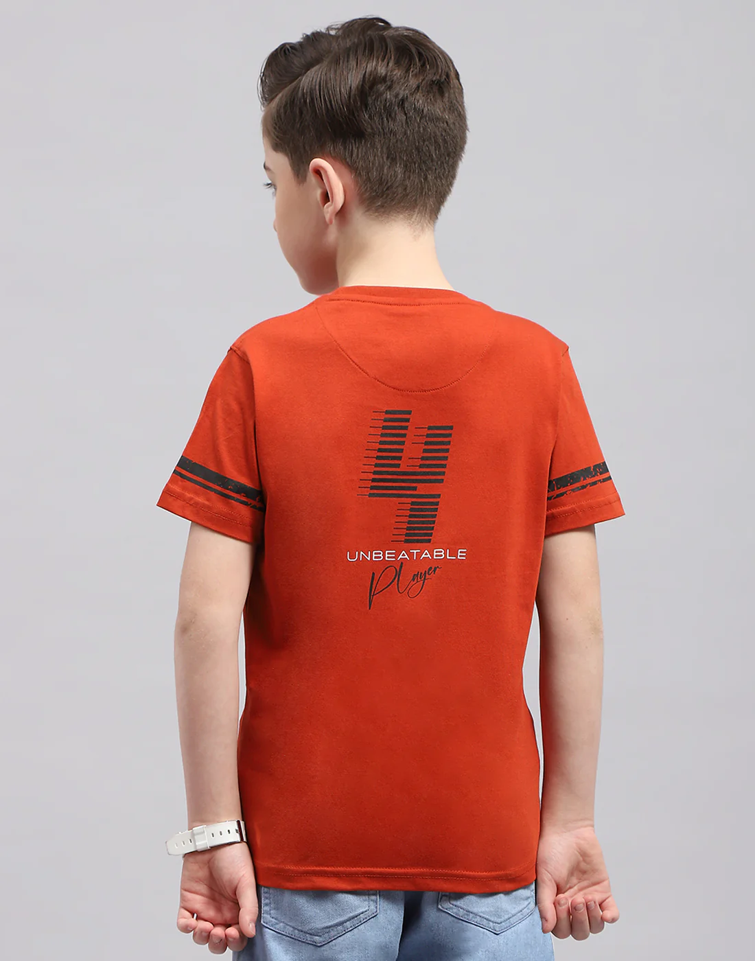 Boys Rust Printed Round Neck Half Sleeve T-Shirt - Image 5