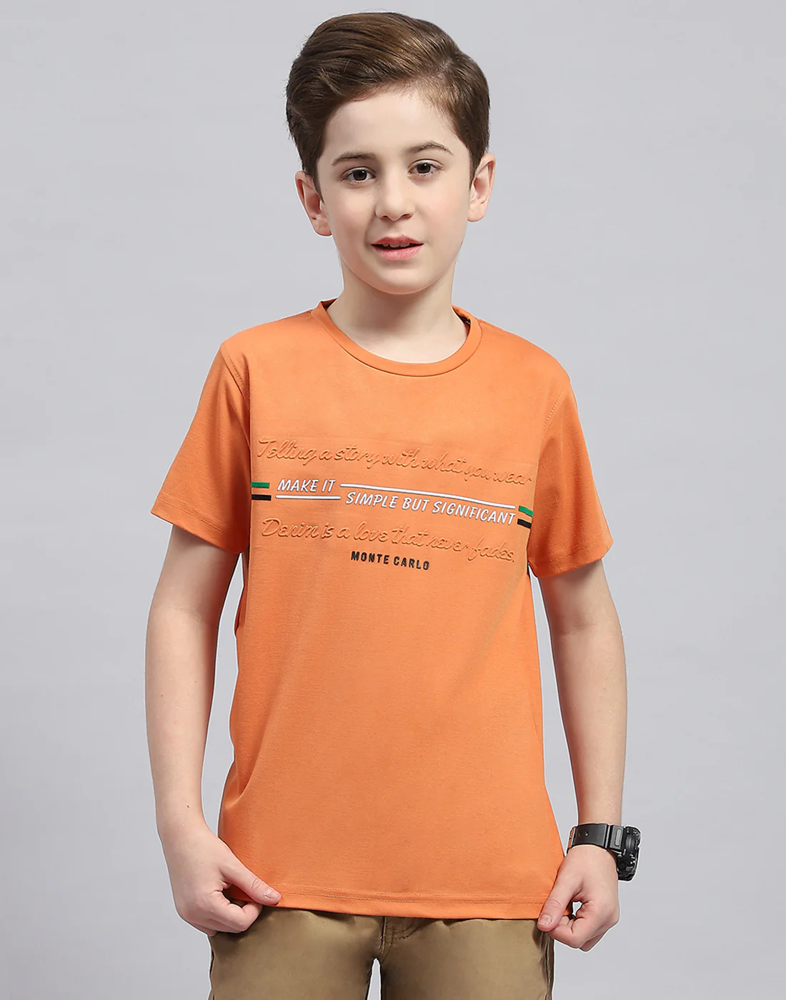 Boys Rust Printed Round Neck Half Sleeve T-Shirt - Image 2