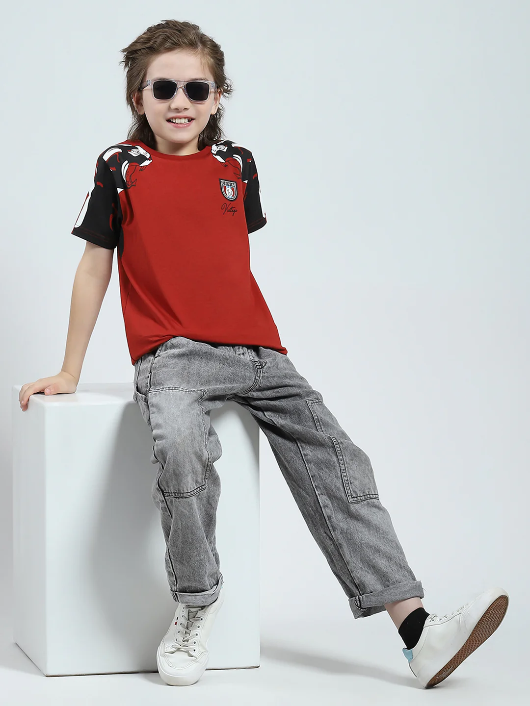 Boys Rust Printed Round Neck Half Sleeve T-Shirt - Image 2