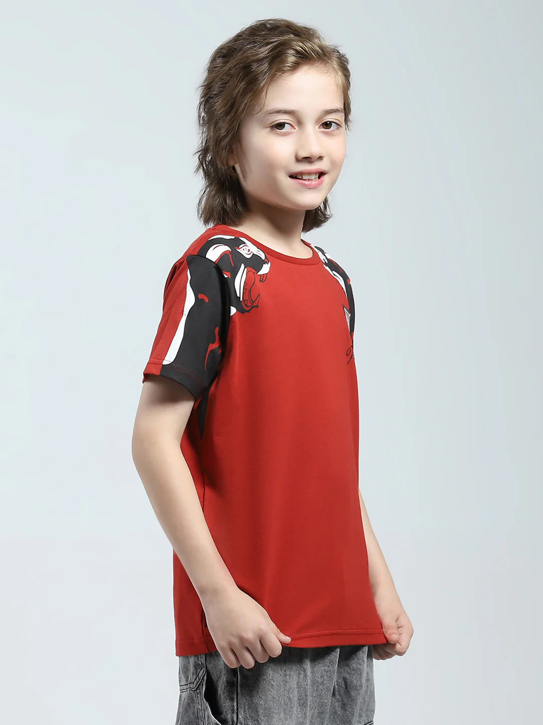 Boys Rust Printed Round Neck Half Sleeve T-Shirt - Image 4