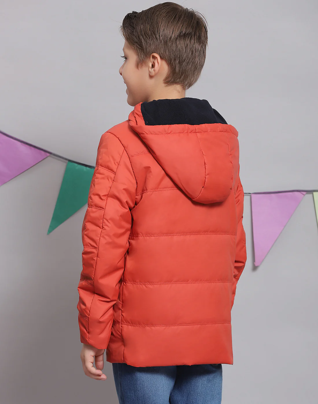Boys Rust Solid Hooded Full Sleeve Boys Jacket - Image 6
