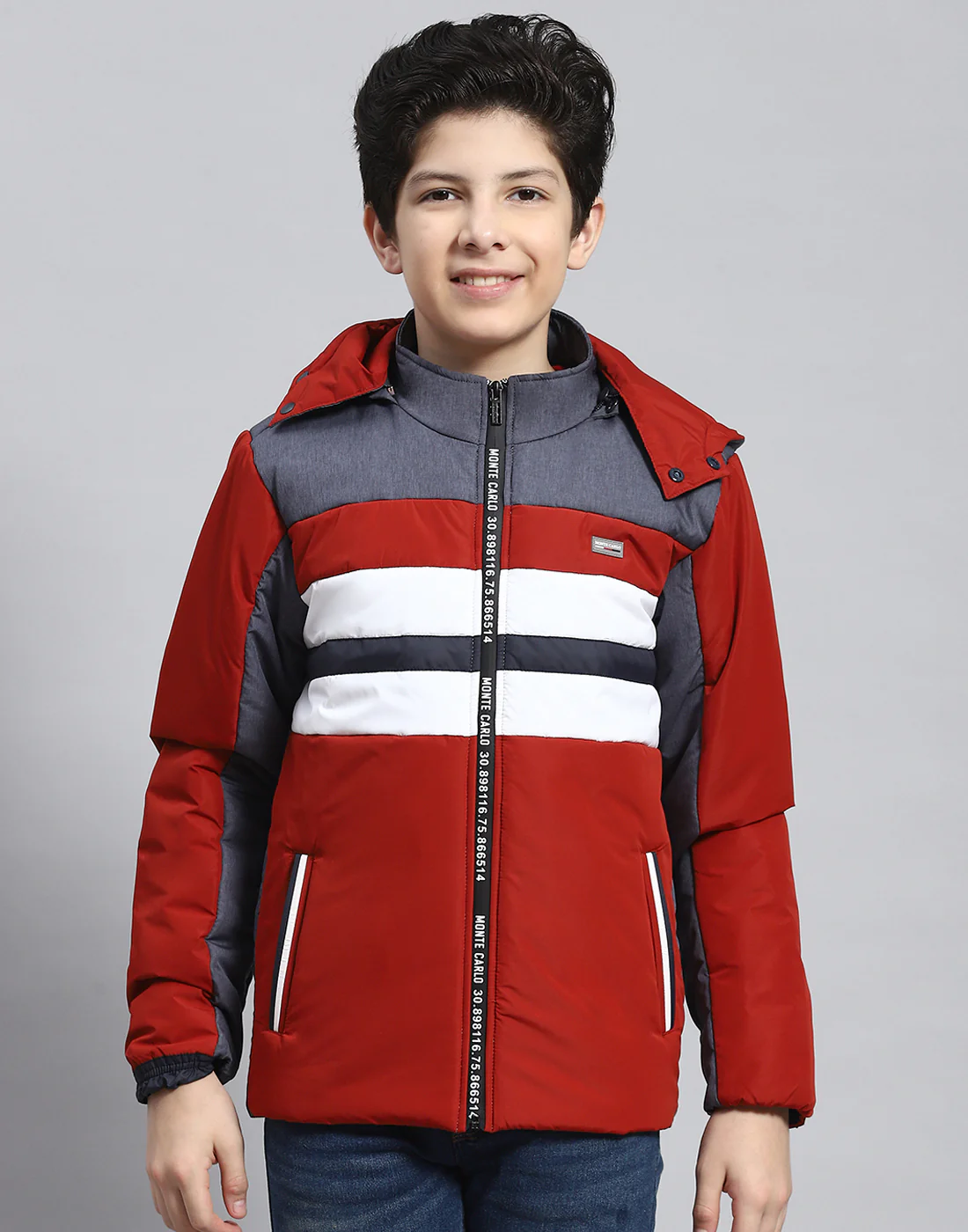 Boys Rust Solid Hooded Full Sleeve Boys Jacket - Image 2