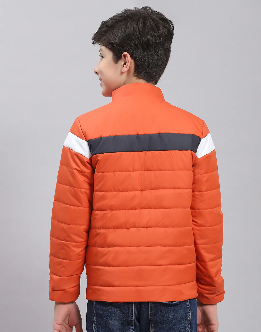 Boys Rust Solid Stand Collar Full Sleeve Boys Jacket - Image 5