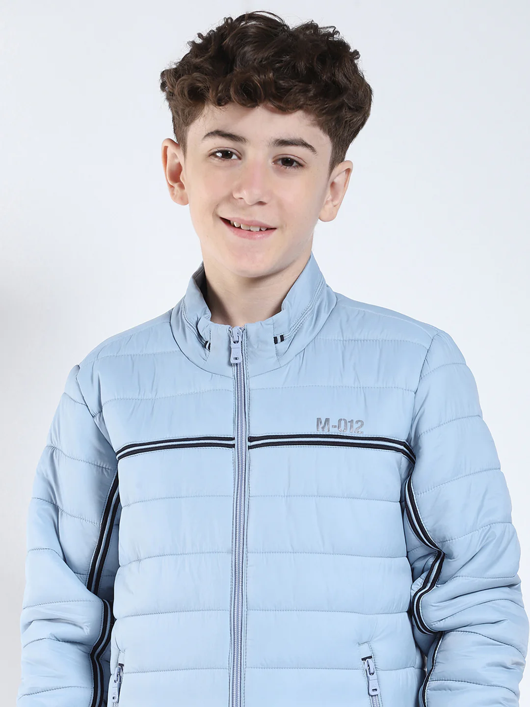 Boys Sky Blue Printed Collar Full Sleeve Boys Jacket - Image 6