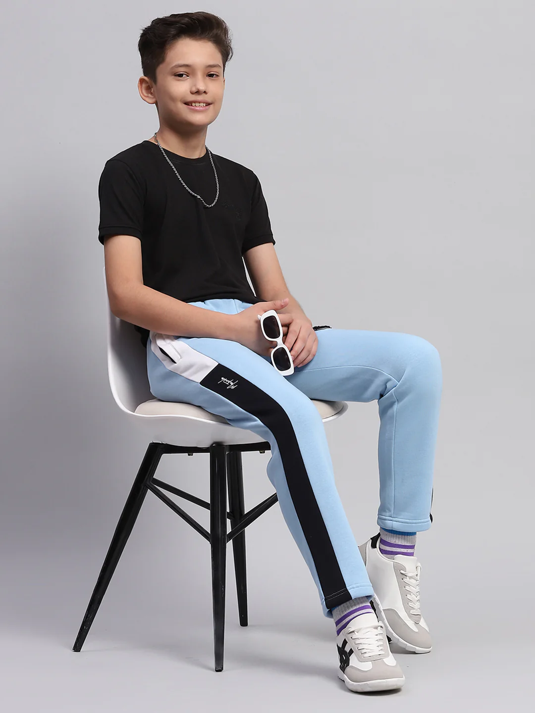 Boys Sky Blue Printed Regular Fit Lower - Image 2