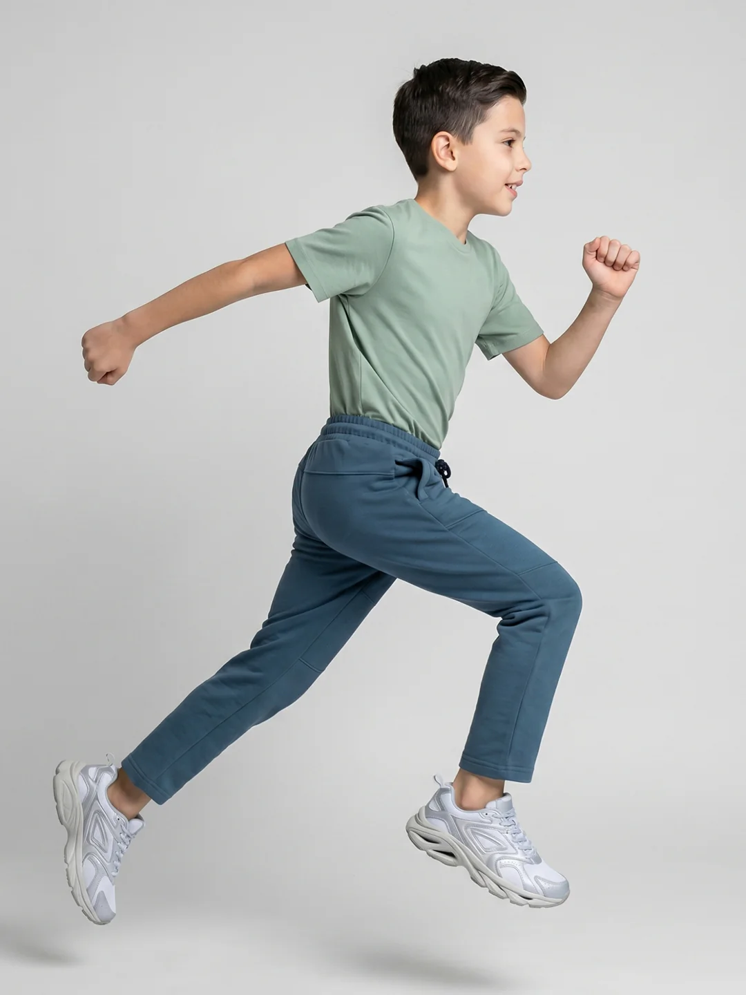 Boys Teal Blue Solid Regular Fit Lower - Image 4
