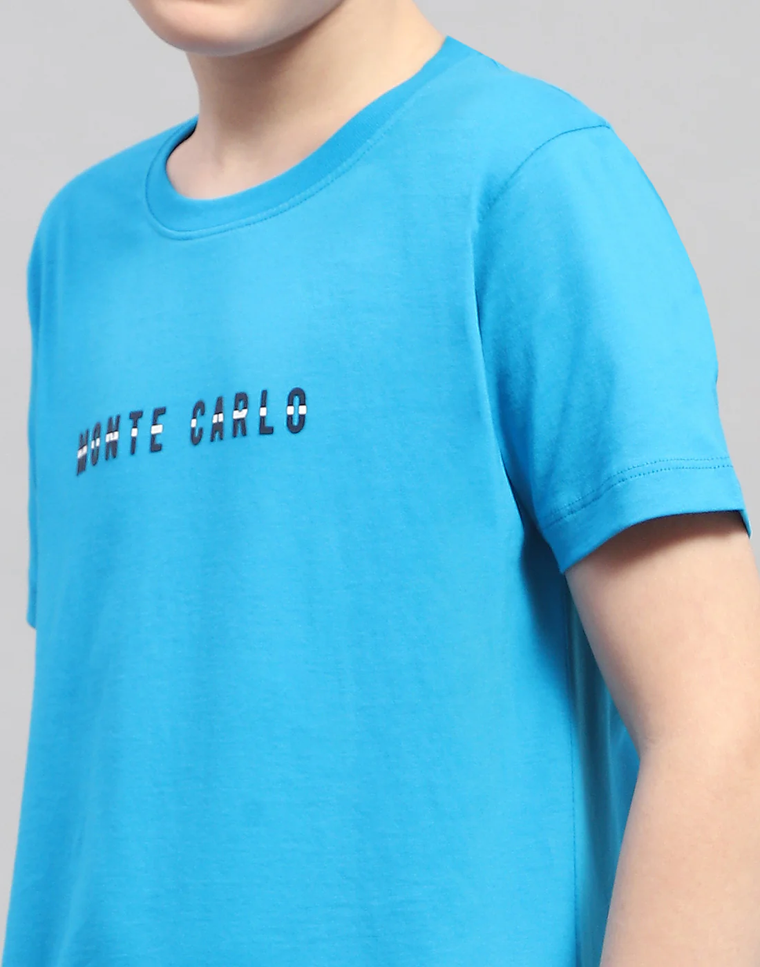 Boys Turquoise Blue Printed Round Neck Half Sleeve T-Shirt - Image 7