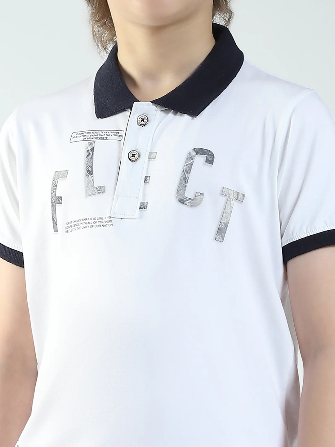 Boys White Printed Collar Half Sleeve T-Shirt - Image 7