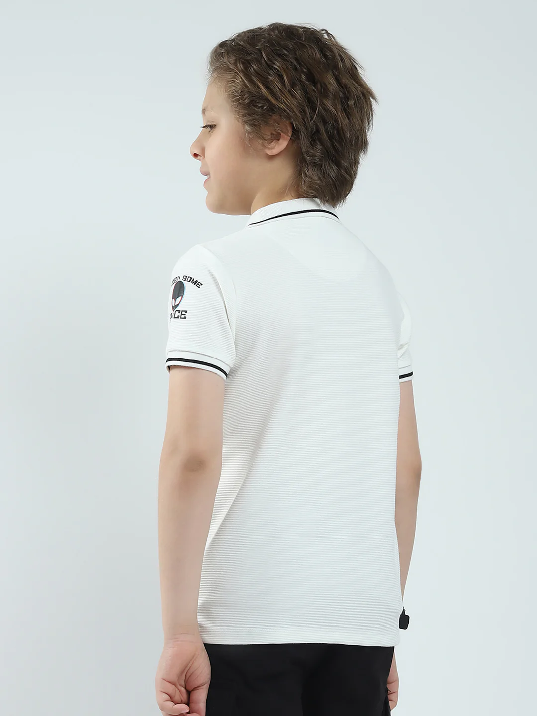 Boys White Printed Collar Half Sleeve T-Shirt - Image 5
